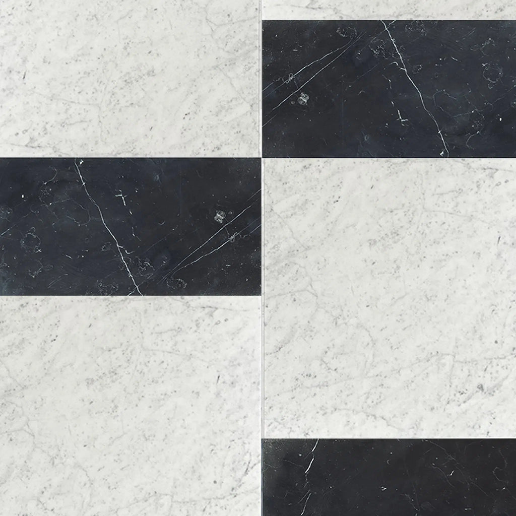 Carrara White 12X12 and Nero Marquina 6X12 Set