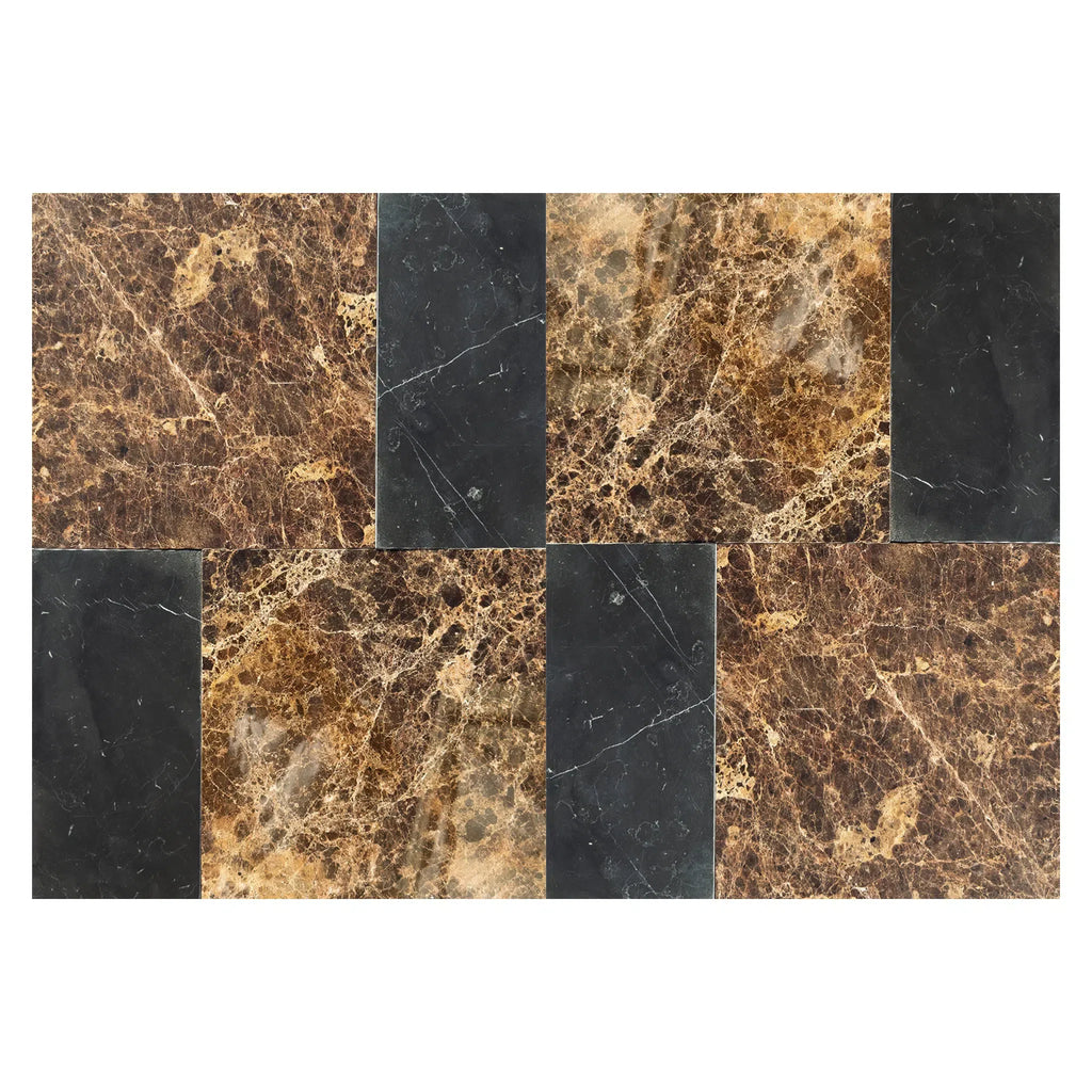 Emperador Dark 12X12 and Nero Marquina 6X12 Set