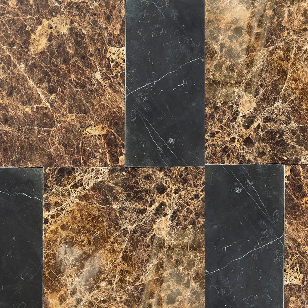 Emperador Dark 12X12 and Nero Marquina 6X12 Set