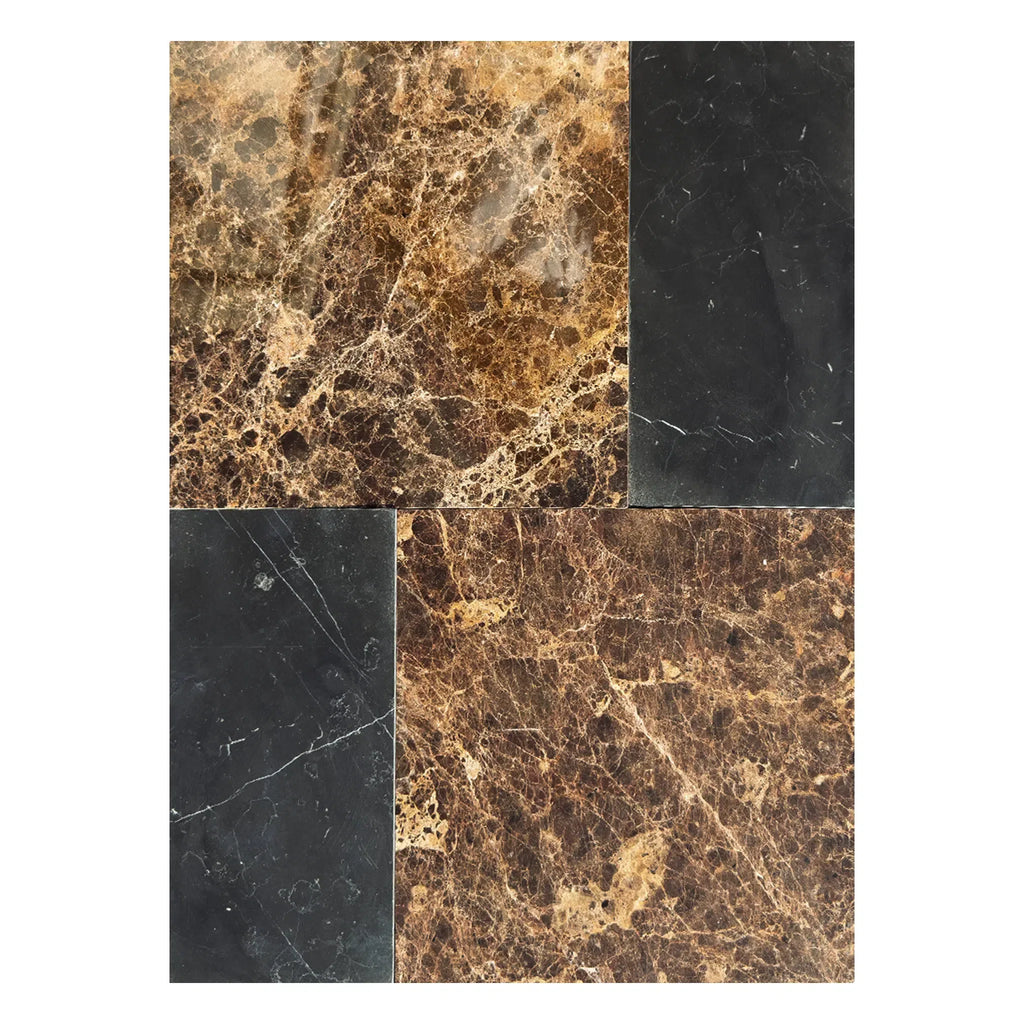 Emperador Dark 12X12 and Nero Marquina 6X12 Set