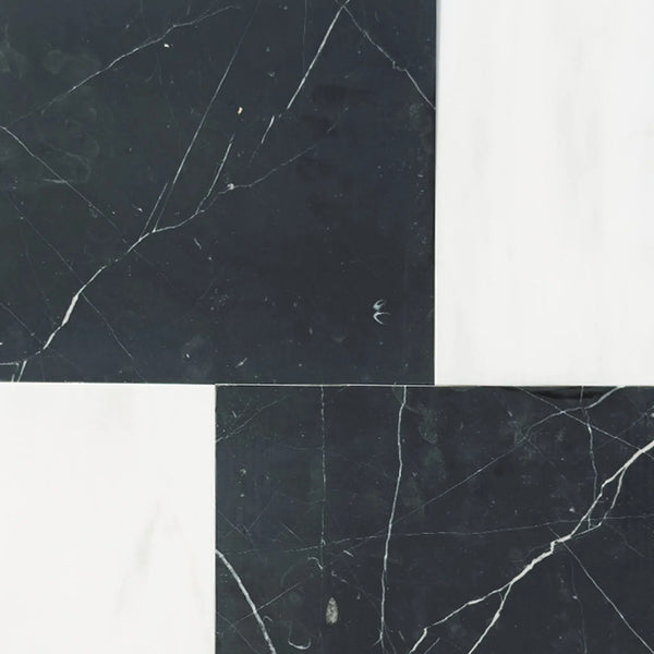 Nero Marquina 12X12 and Bianco Dolomite 6X12 Set