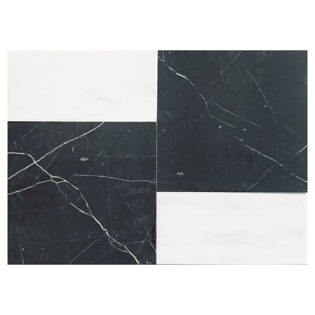 Nero Marquina 12X12 and Bianco Dolomite 6X12 Set