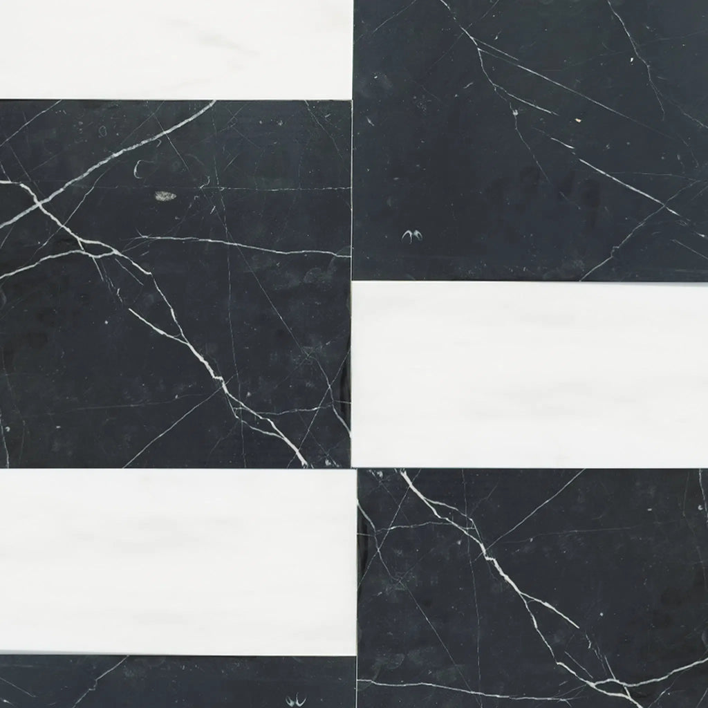 Nero Marquina 12X12 and Bianco Dolomite 6X12 Set