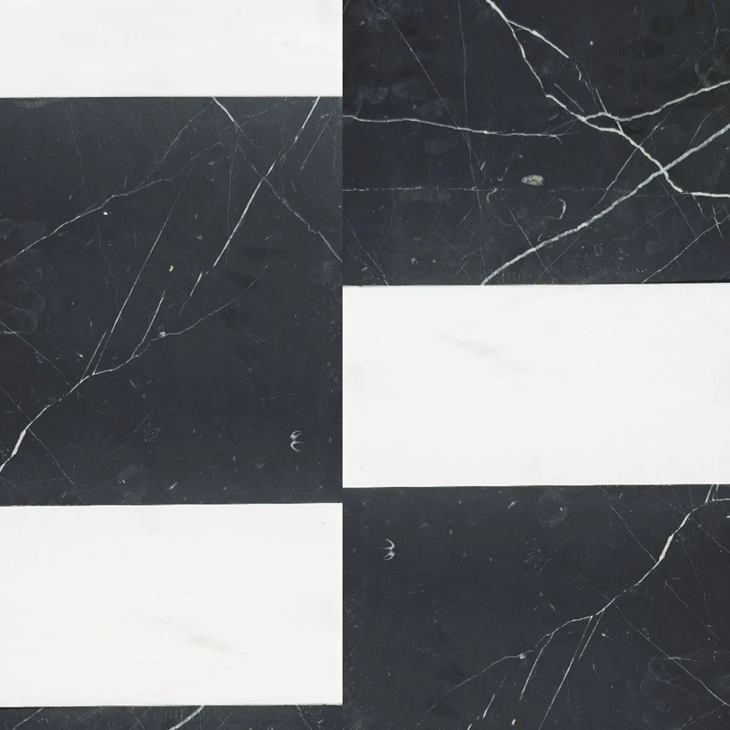 Nero Marquina 12X12 and Bianco Dolomite 6X12 Set