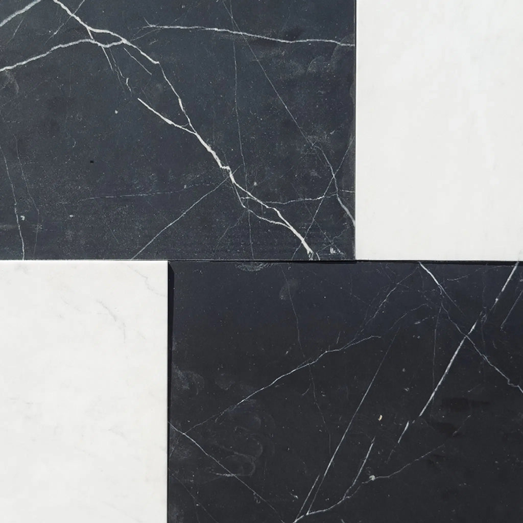 Nero Marquina 12X12 and Carrara White 6X12 Set