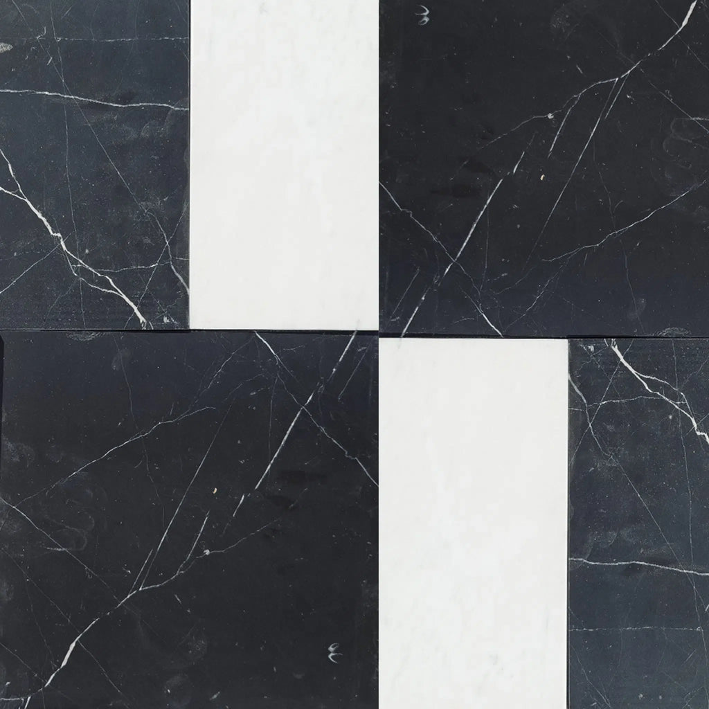 Nero Marquina 12X12 and Carrara White 6X12 Set