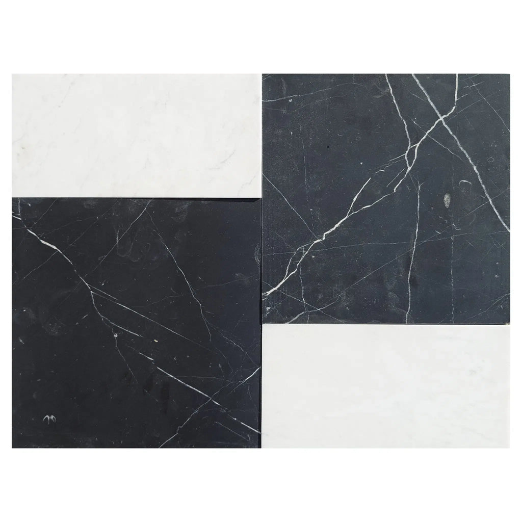 Nero Marquina 12X12 and Carrara White 6X12 Set