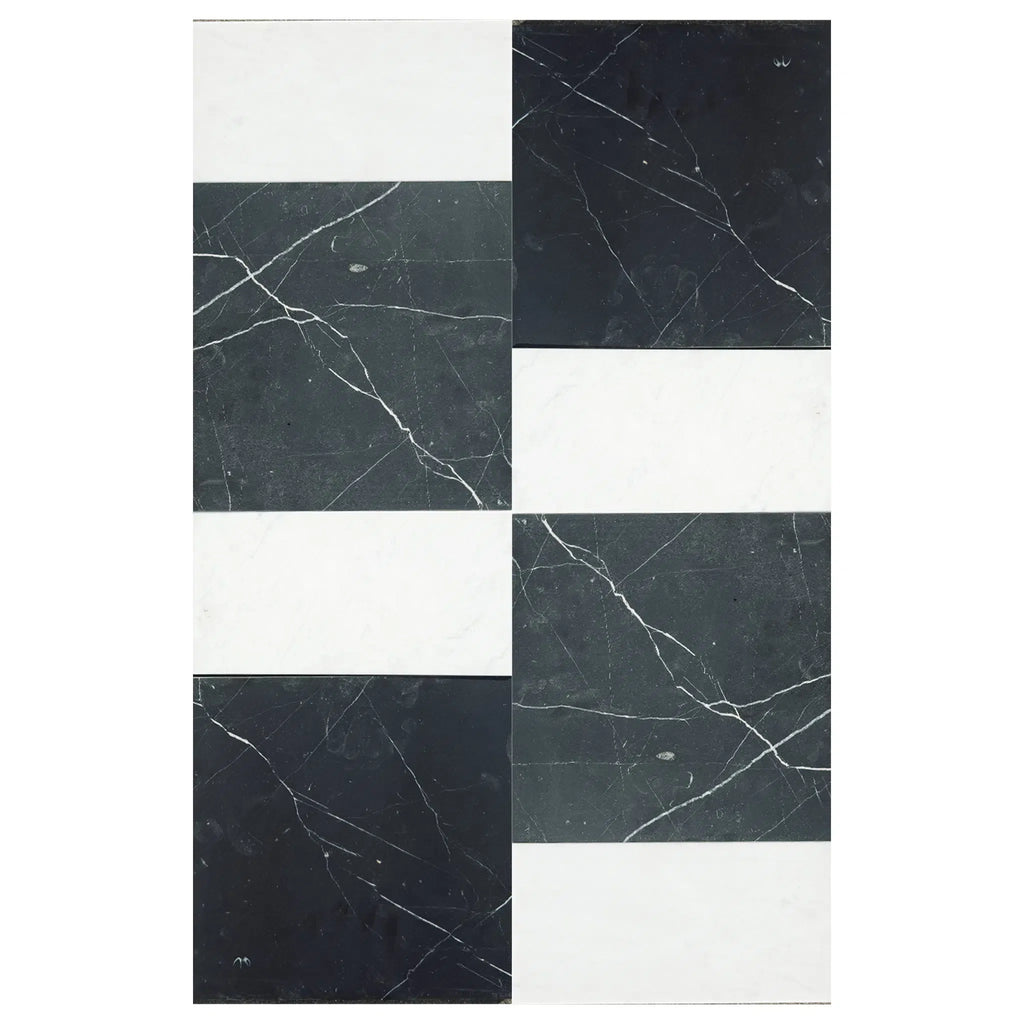 Nero Marquina 12X12 and Carrara White 6X12 Set