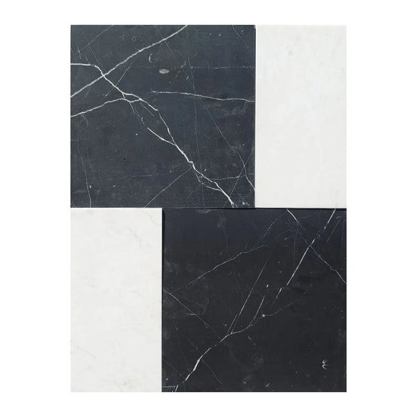 Nero Marquina 12X12 and Carrara White 6X12 Set