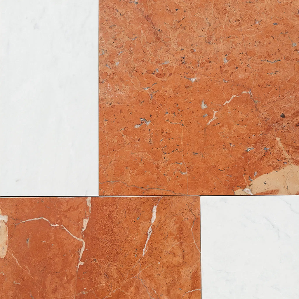 Rojo Alicante 12X12 and Carrara White 6X12 Set