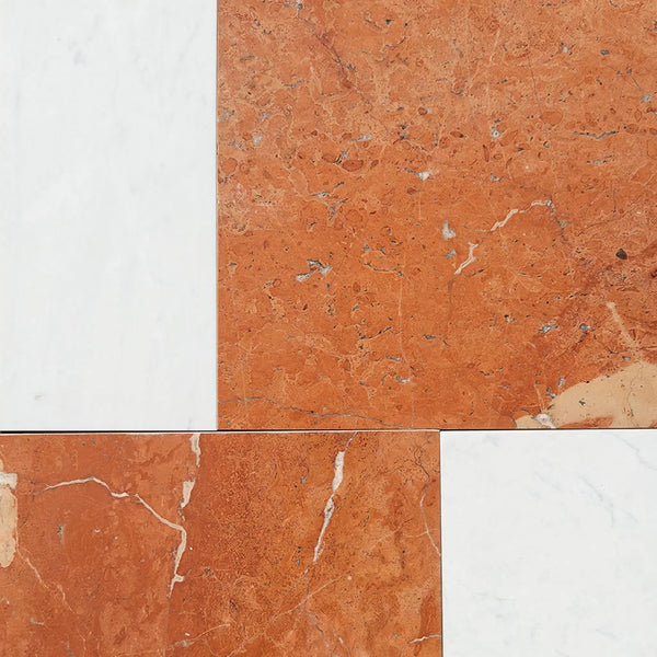 Rojo Alicante 12X12 and Carrara White 6X12 Set