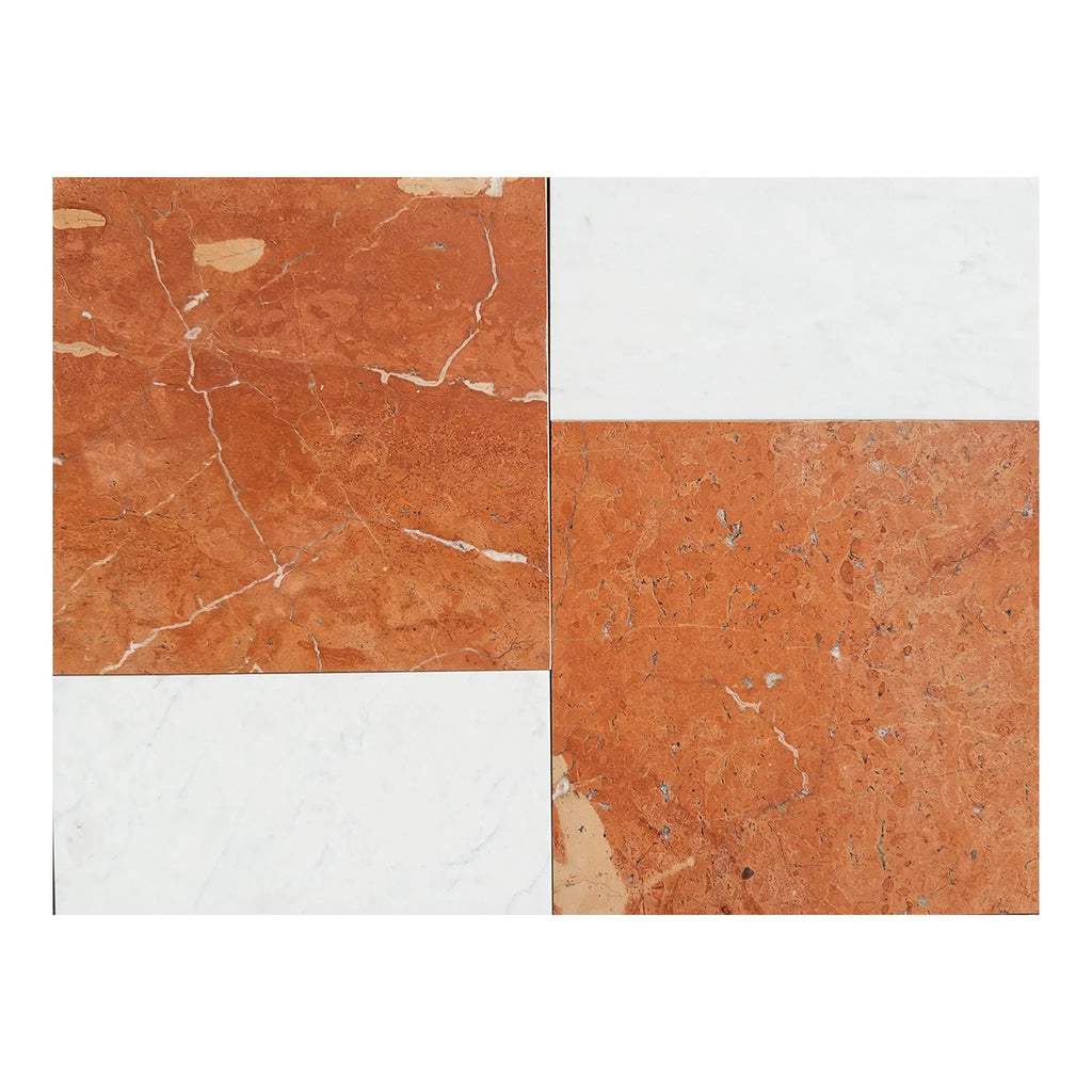 Rojo Alicante 12X12 and Carrara White 6X12 Set