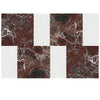 Rosso Levanto 12X12 and Carrara White 6X12 Set