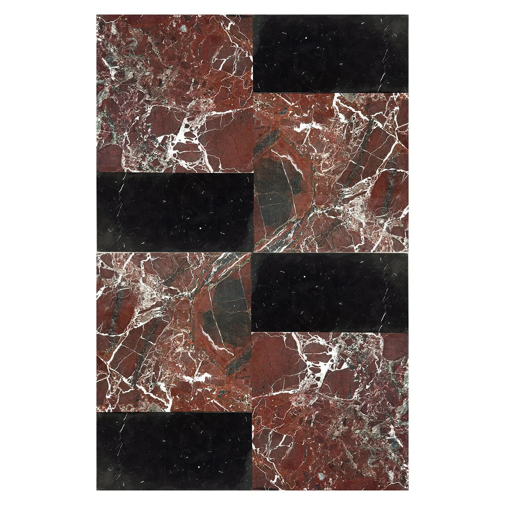 Rosso Levanto 12X12 and Nero Marquina 6X12 Set