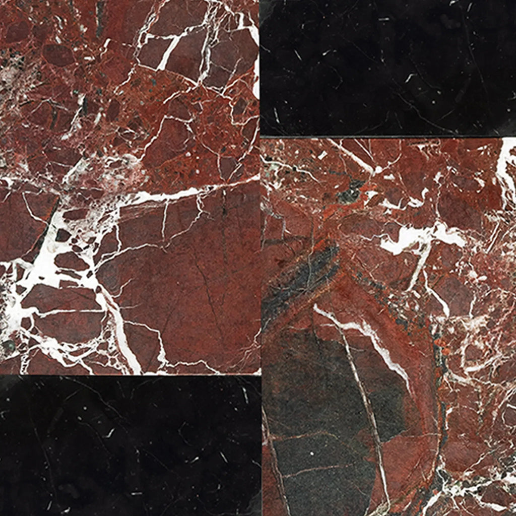 Rosso Levanto 12X12 and Nero Marquina 6X12 Set