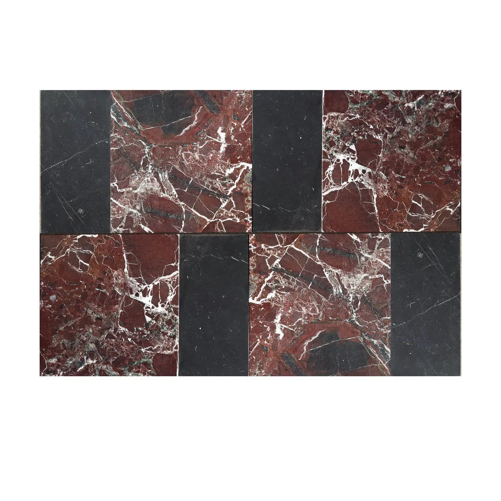 Rosso Levanto 12X12 and Nero Marquina 6X12 Set