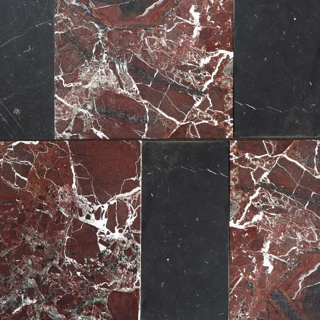 Rosso Levanto 12X12 and Nero Marquina 6X12 Set