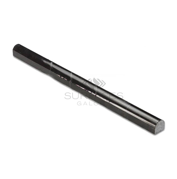 Nero Marquina/Black 1/2X12 Pencil Liner Polished - Honed - SurfacesGalorePolished