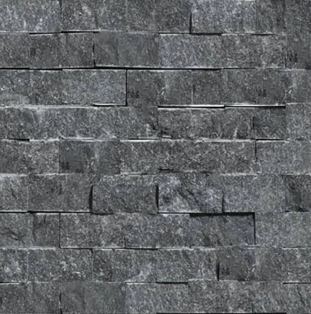 Nero Marquina/Black 1X2 Brick Marble Mosaic Split - Faced - SurfacesGalore