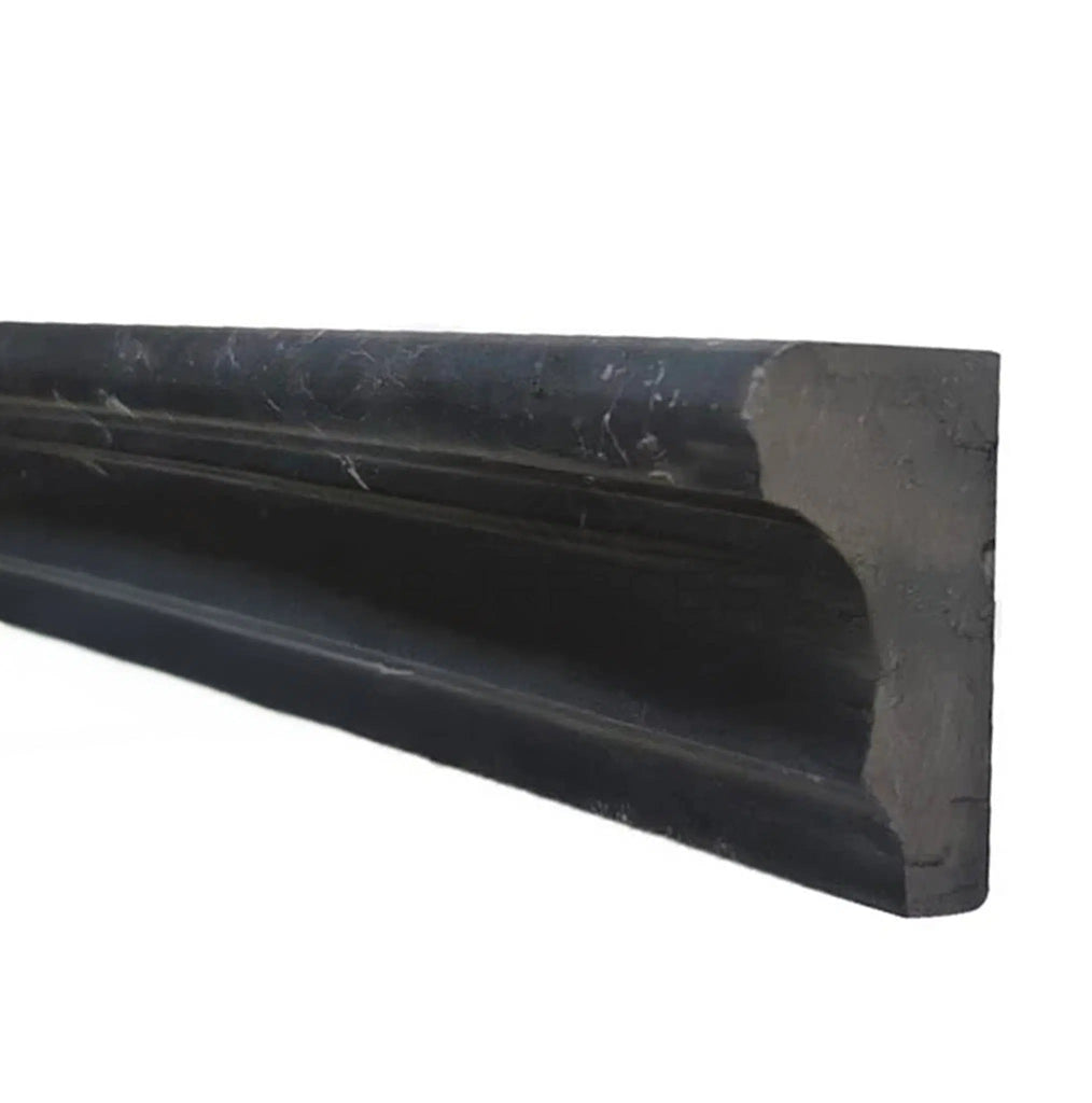 Nero Marquina/Black 2X12 Crown (Mercer) Molding Liner Polished - Honed - SurfacesGalorePolished