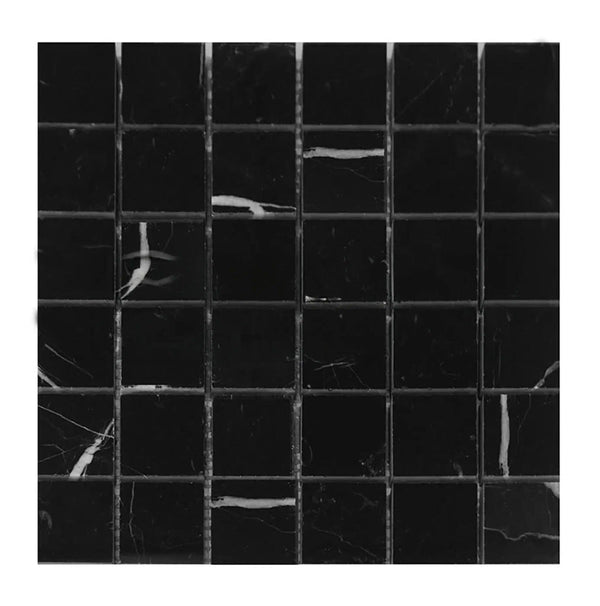 Nero Marquina/Black 2X2 Marble Mosaic Polished - Honed - SurfacesGalorePolished