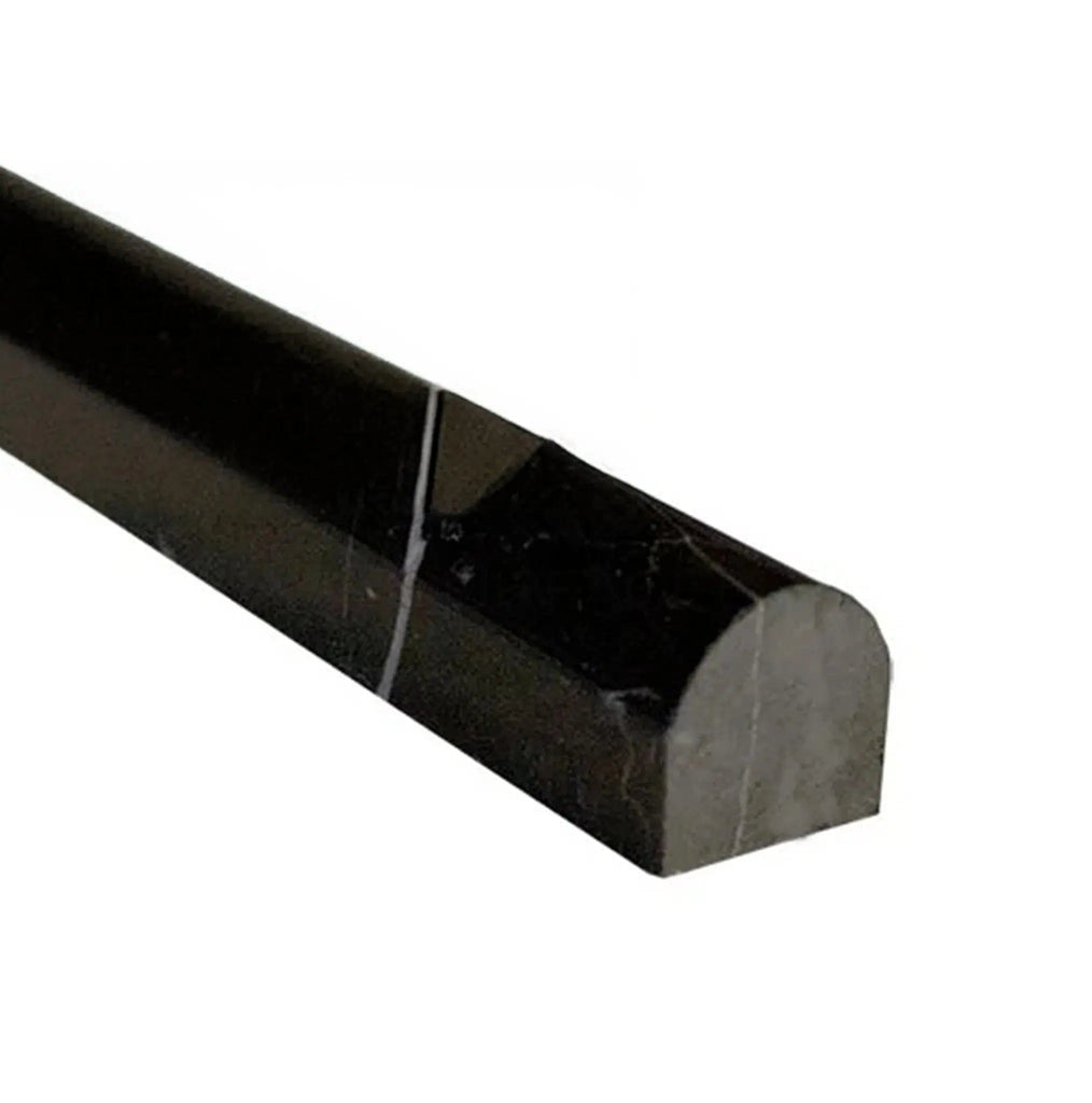 Nero Marquina/Black 3/4X12 Bullnose Liner Polished-Honed