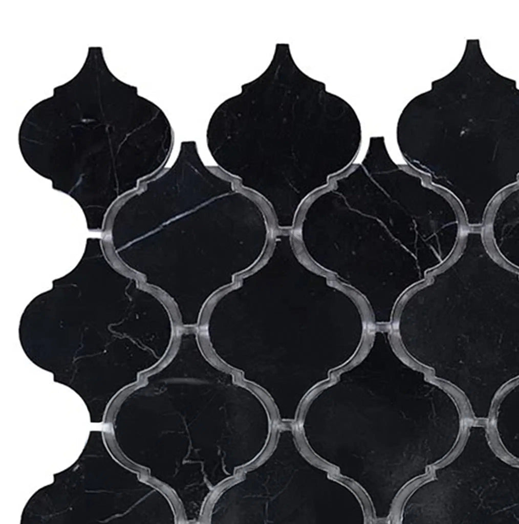 Nero Marquina/Black 3inch Lantern(Arabesque/Moroccan/Baroque)Marble Mosaic Polished - Honed - SurfacesGalorePolished