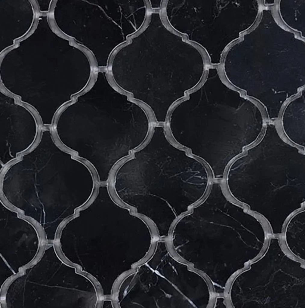 Nero Marquina/Black 3inch Lantern(Arabesque/Moroccan/Baroque)Marble Mosaic Polished - Honed - SurfacesGalorePolished