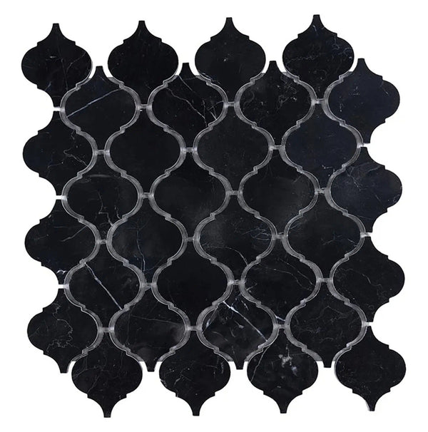 Nero Marquina/Black 3inch Lantern(Arabesque/Moroccan/Baroque)Marble Mosaic Polished - Honed - SurfacesGalorePolished