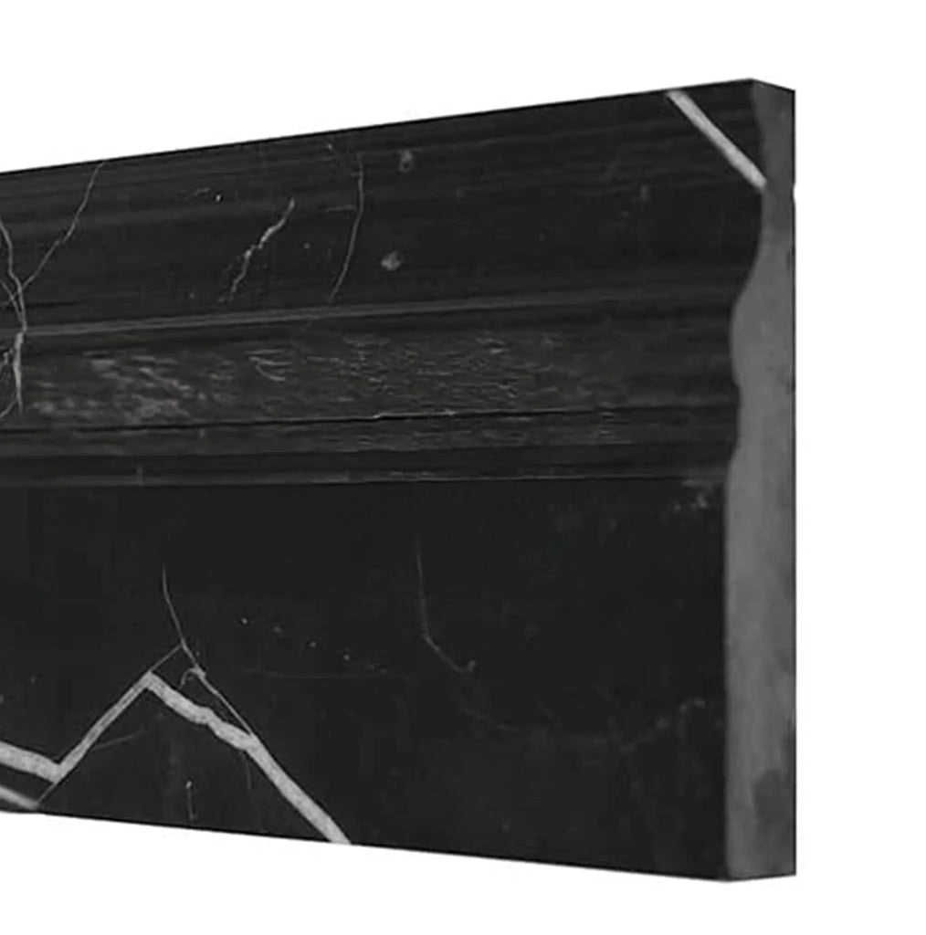 Nero Marquina/Black 4 3/4X12 Baseboard Trim Molding Polished - Honed - SurfacesGalorePolished