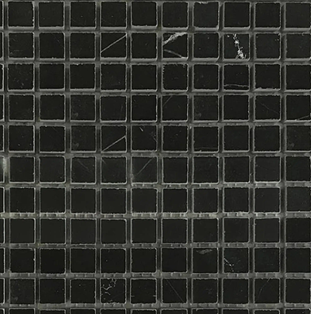 Nero Marquina/Black 5/8X5/8 Marble Mosaic Polished - Honed - SurfacesGalorePolished