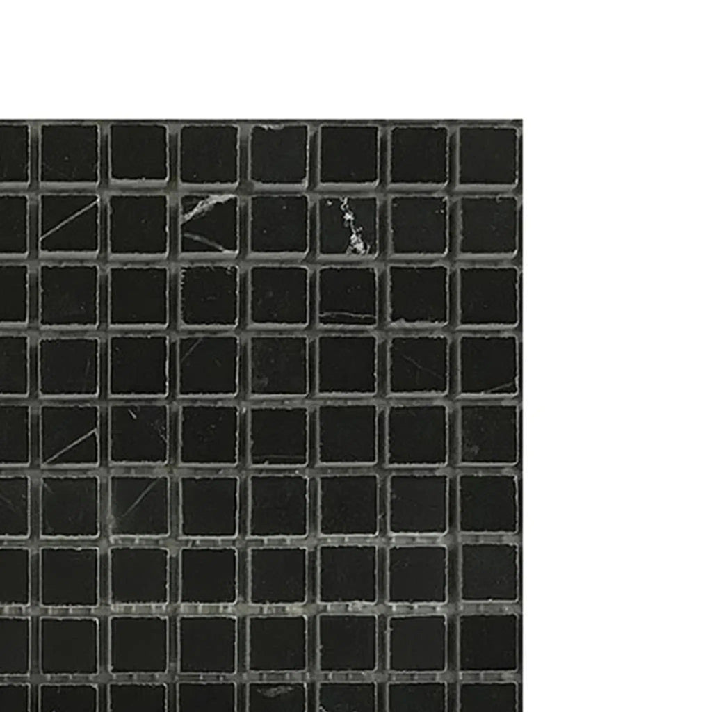 Nero Marquina/Black 5/8X5/8 Marble Mosaic Polished - Honed - SurfacesGalorePolished