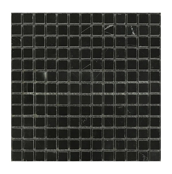 Nero Marquina/Black 5/8X5/8 Marble Mosaic Polished - Honed - SurfacesGalorePolished