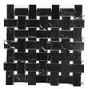 Nero Marquina/Black Basketweave w/White Dots Marble Mosaic Polished - Honed - SurfacesGalorePolished