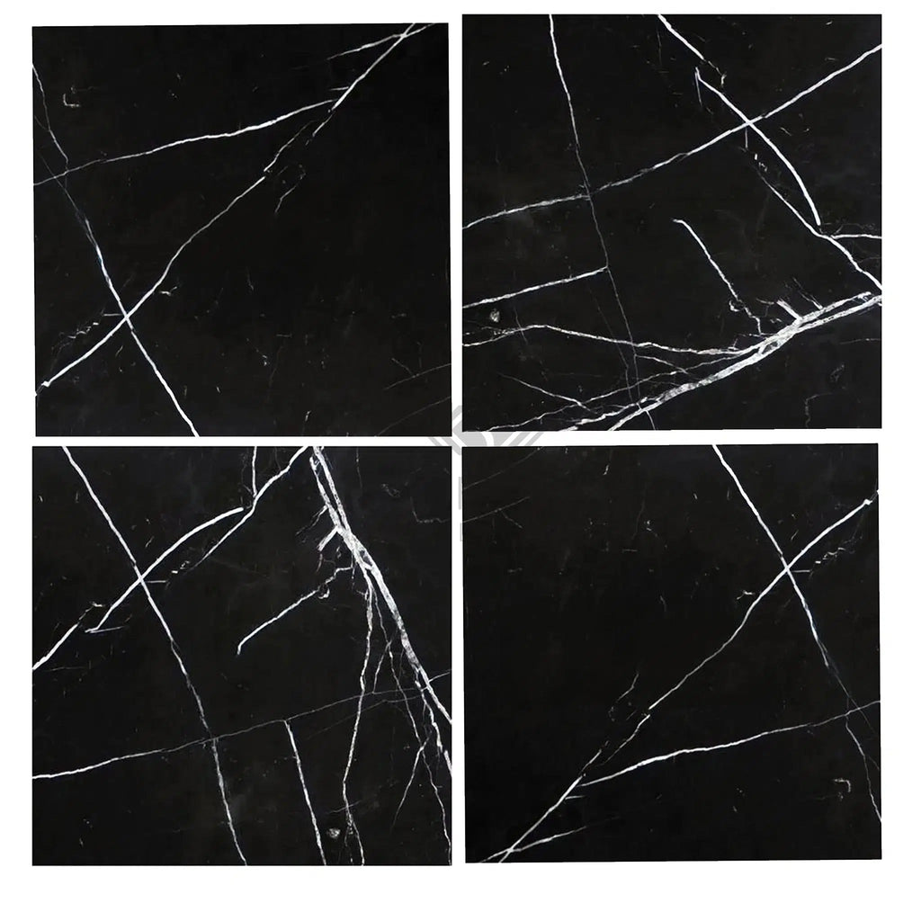 Nero Marquina/Black Marble 12X12 Polished-Honed