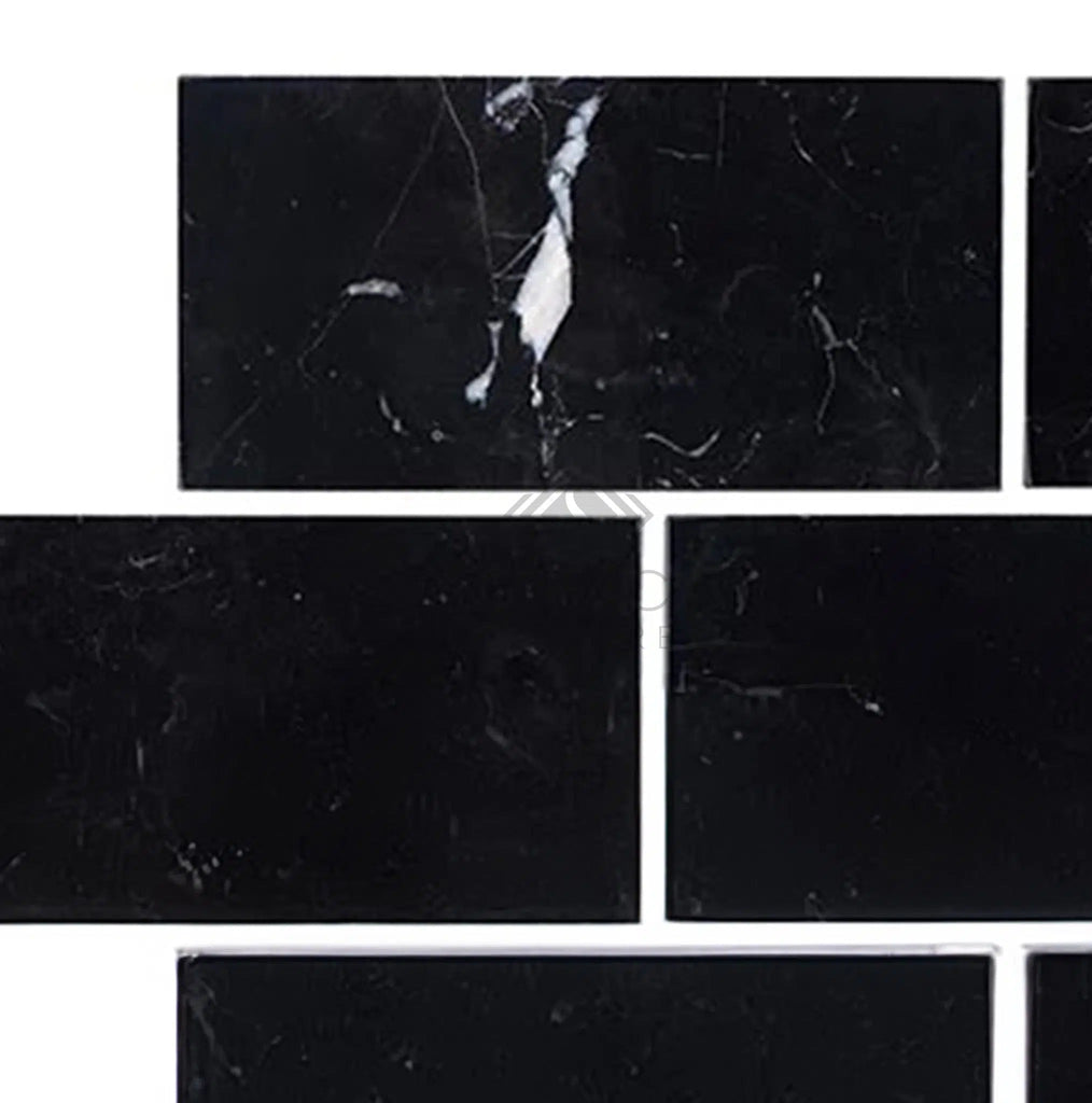 Nero Marquina/Black Marble 3X6 Polished - Honed - SurfacesGalorePolished