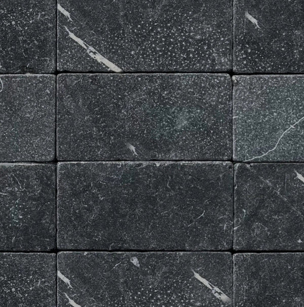 Nero Marquina/Black Marble 3X6 Tumbled - SurfacesGalore