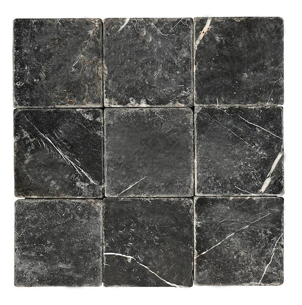 Nero Marquina/Black Marble 4X4 Tumbled - SurfacesGalore