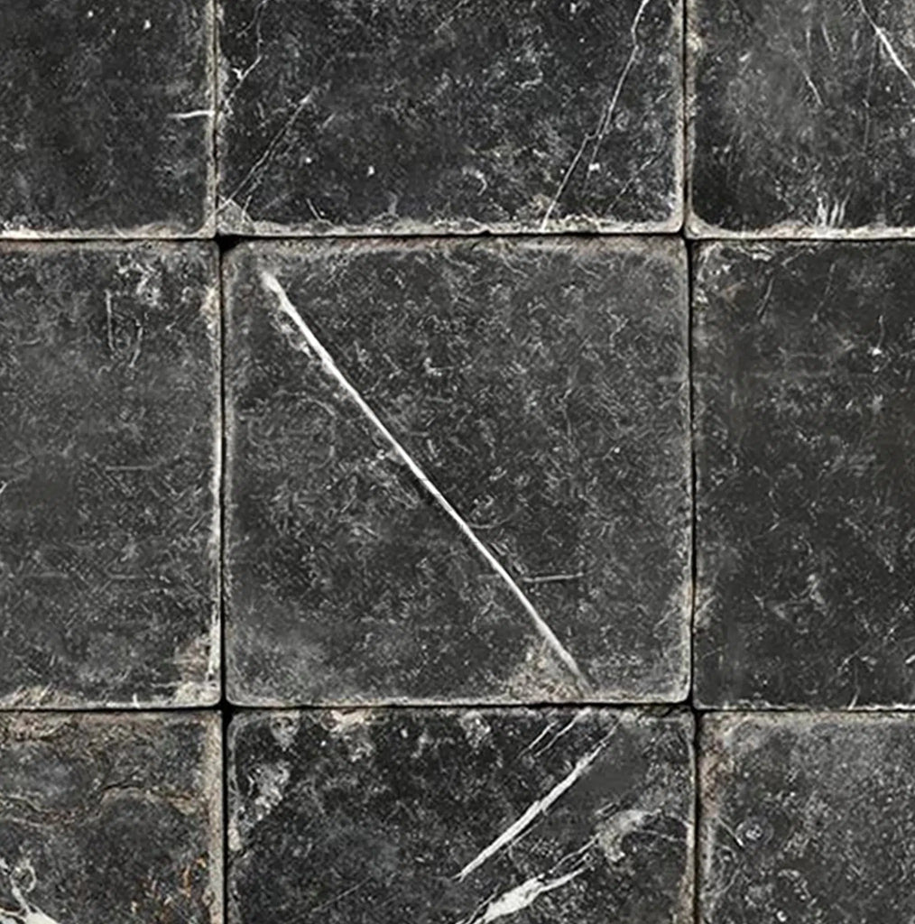 Nero Marquina/Black Marble 4X4 Tumbled - SurfacesGalore