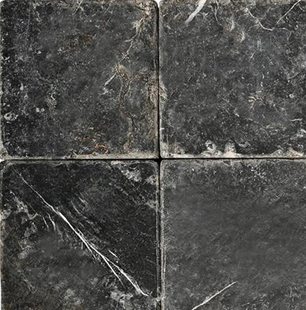 Nero Marquina/Black Marble 4X4 Tumbled - SurfacesGalore