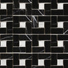 Nero Marquina/Black Pinwheel (Mini) w/White Dots Marble Mosaic Polished - Honed - SurfacesGalorePolished