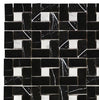 Nero Marquina/Black Pinwheel (Mini) w/White Dots Marble Mosaic Polished - Honed - SurfacesGalorePolished