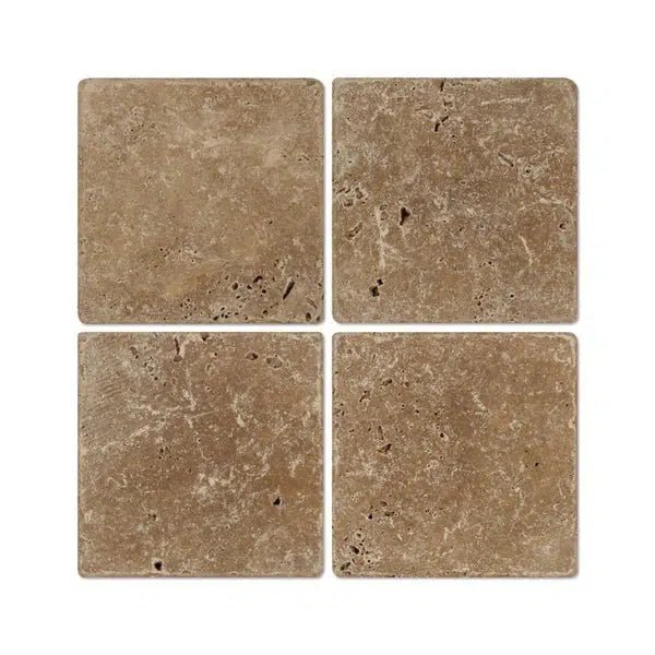 Noce (Brown) Travertine 12X12 (Cross - Cut) Tumbled - SurfacesGalore