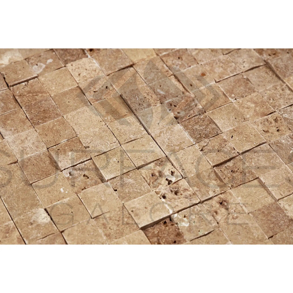 Noce (Brown) Travertine 1X1 Mosaic Split-Faced