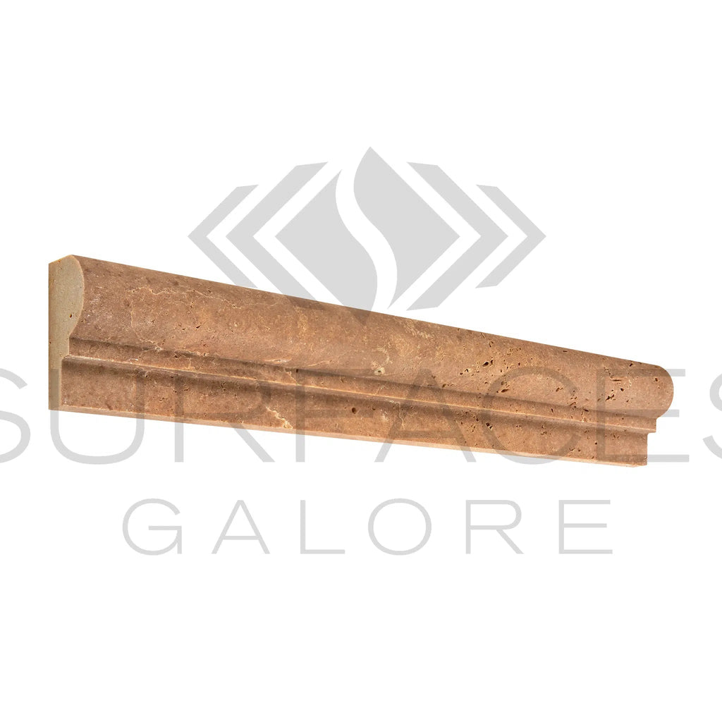 Noce (Brown) Travertine 2X12 OG - 1 (Single - step Chair Rail Trim) Honed - SurfacesGalore