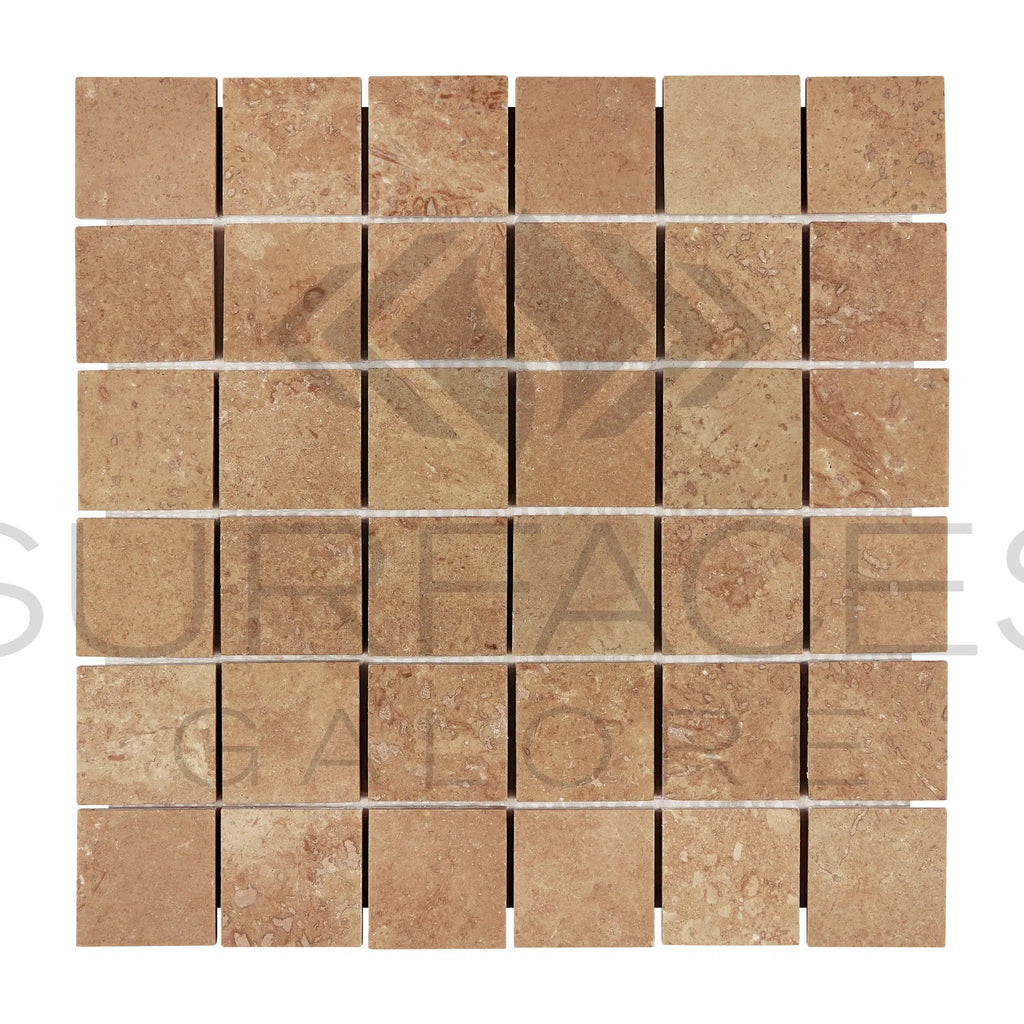 Noce (Brown) Travertine 2X2 Mosaic Filled and Honed - SurfacesGalore