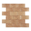 Noce (Brown) Travertine 2X4 Brick Mosaic CNC-Arched (Round-Face / Wavy)