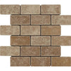 Noce (Brown) Travertine 2X4 Brick Mosaic Tumbled - SurfacesGalore