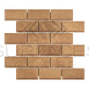 Noce (Brown) Travertine 2X4 Deep - Beveled Brick Mosaic Honed - SurfacesGalore