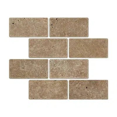 Noce (Brown) Travertine 3X6 (Cross - Cut) Tumbled - SurfacesGalore